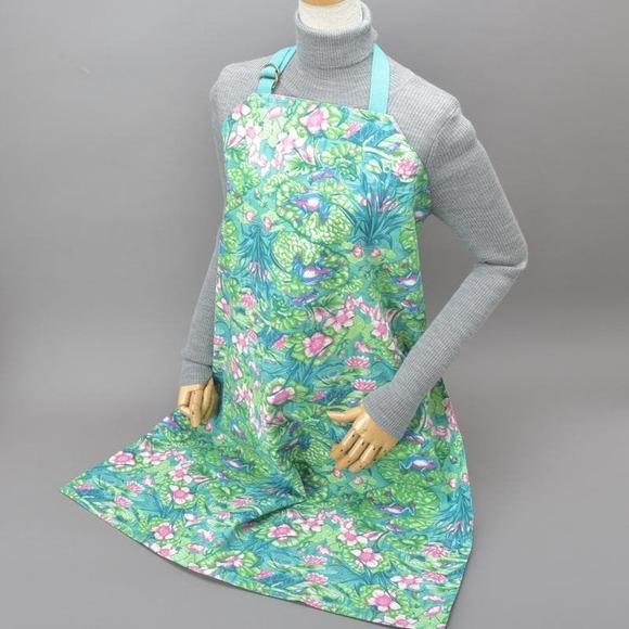 Unused◇ Hermes Apron Frog Pattern Cotton Green With Box